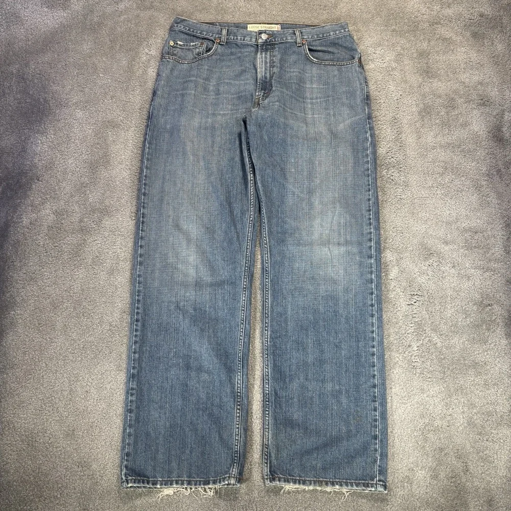 Levis 569 Jeans Mens 36x34 Loose Straight Fit Blue Denim Cotton Faded Baggy Y2K